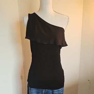 White House Black Market Black One-Shoulder Tank Top